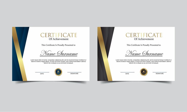 Diseño elegante de la plantilla del certificado de logro