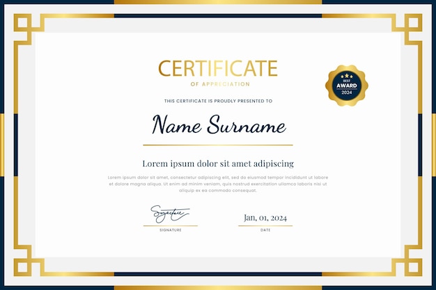 Diseño elegante de la plantilla de certificado