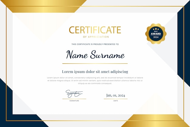 Diseño elegante de plantilla de certificado