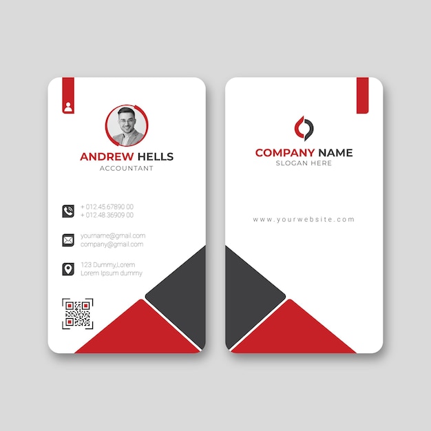 Diseño elegante de plantillas de tarjetas de visita profesionales rojas y negras