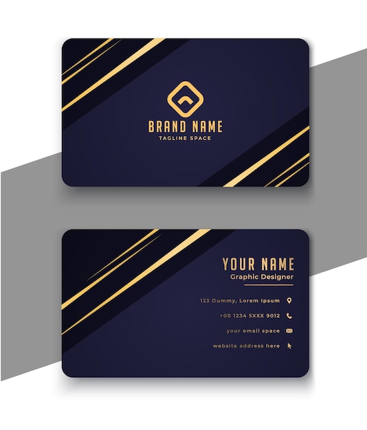 Diseño elegante de tarjetas de visita con acentos dorados