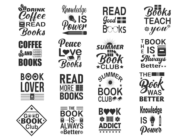 Vector diseño elegante de tipografía de libros bundle tipografía de libros para camisetas tipografía profesional para libros