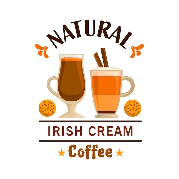 Diseño de elemento de crema irlandesa de etiqueta de café