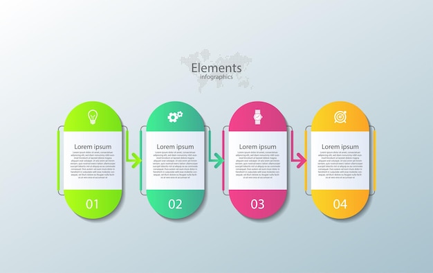 Diseño de elemento de negocio infográfico degradado con cuatro pasos