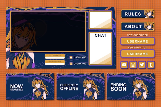 diseño de elemento de panel de transmisión de juegos de halloween