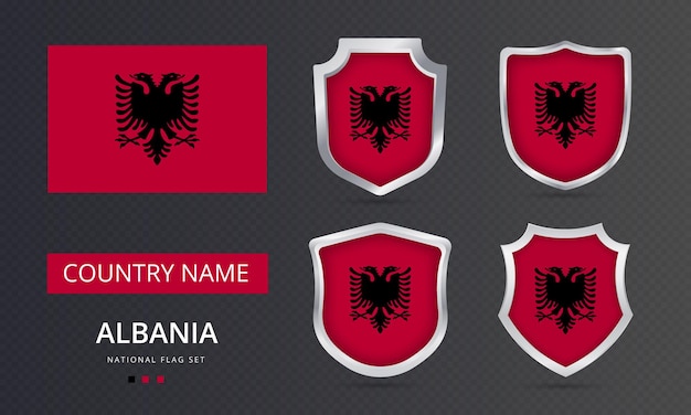 Vector diseño de elemento de ubicación de mapa de bandera nacional de albania