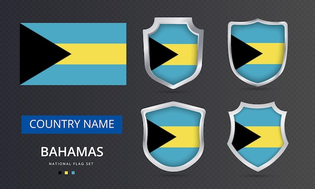 Diseño de elemento de ubicación de mapa de bandera nacional de bahamas