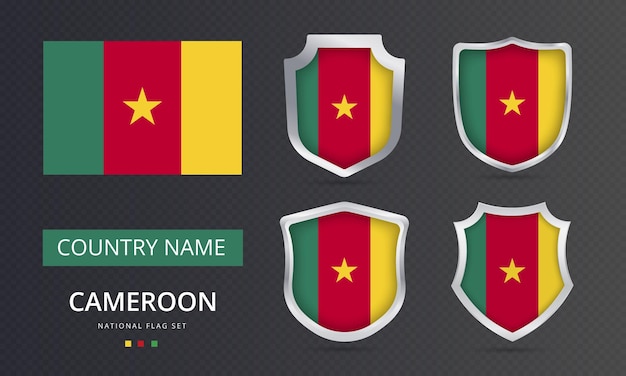 Diseño de elemento de ubicación de mapa de bandera nacional de Camerún