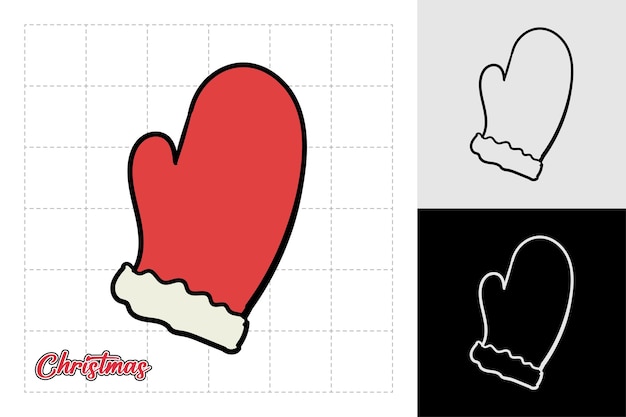 Diseño de elementos artísticos para guantes de Navidad Ilustración vectorial