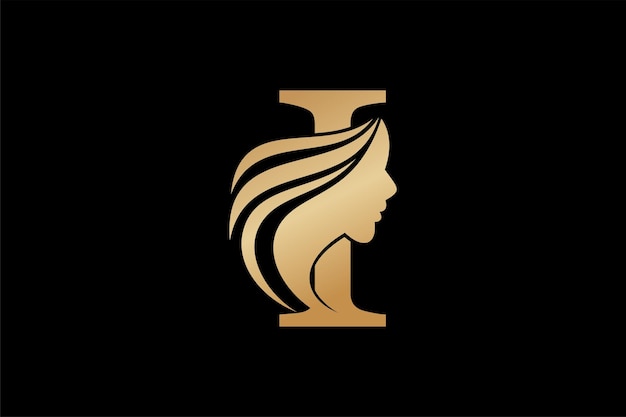 diseño de elementos de belleza de la cara con diseño de combinación de letras i