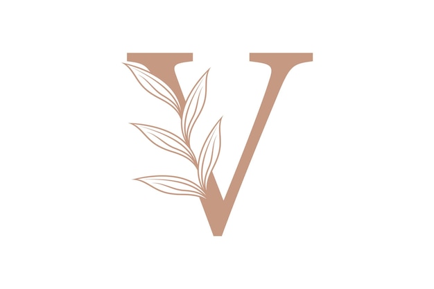 Vector diseño de elementos botánicos con diseño conceptual de letras combinadas