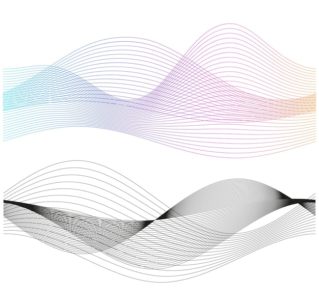 Diseño de elementos de conjunto Ondas abstractas en fondo blanco aisladas Ruta de onda curva para figura de decoración