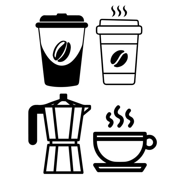 diseño de elementos de contorno de icono de café para plantillas