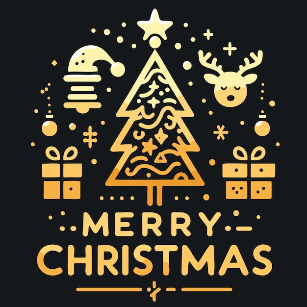 Diseño de elementos decorativos de letras de oro inglesas para Feliz Navidad