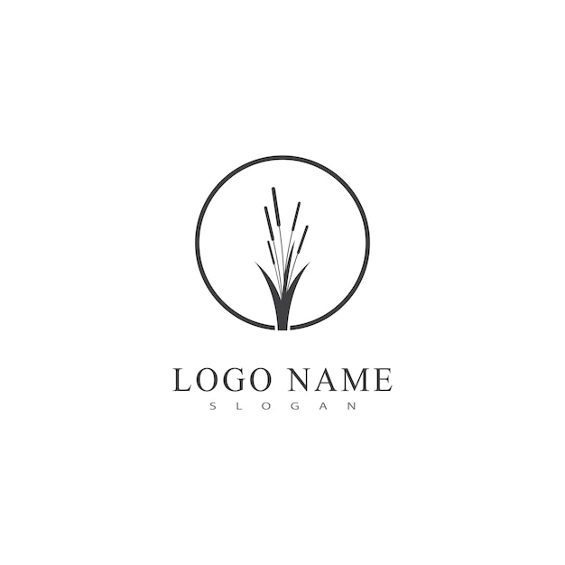 El diseño de los elementos empresariales y símbolos vectoriales de los logotipos de los vectores naturales de pastizales verdes
