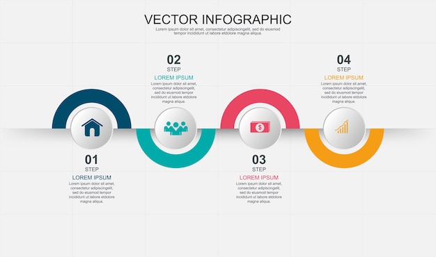 Diseño de elementos de infografía con 4 opciones
