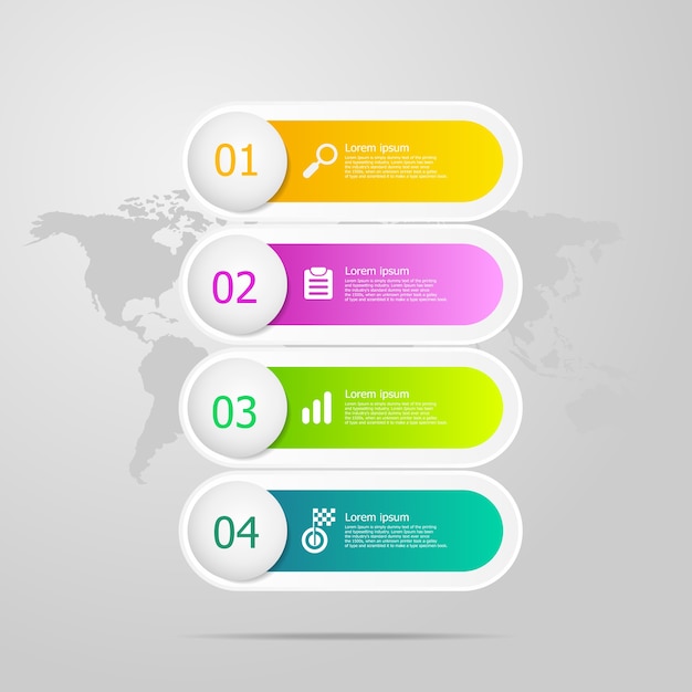 diseño de elementos de infografía cuatro pasos para presentación de negocios