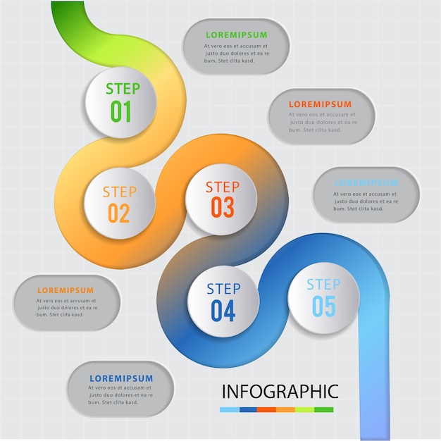 Diseño de elementos de infografía forma curva.