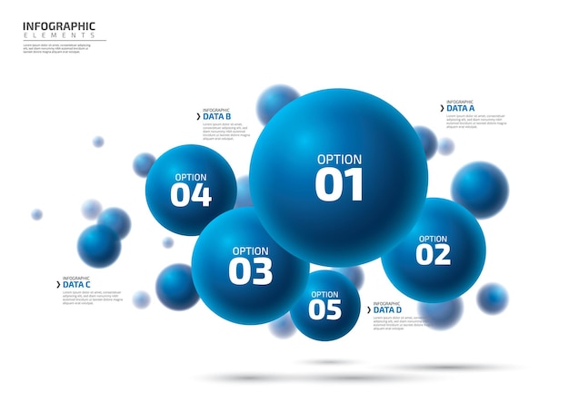 Diseño de elementos infográficos con 5 opciones o infografías de pasos para el concepto de negocio