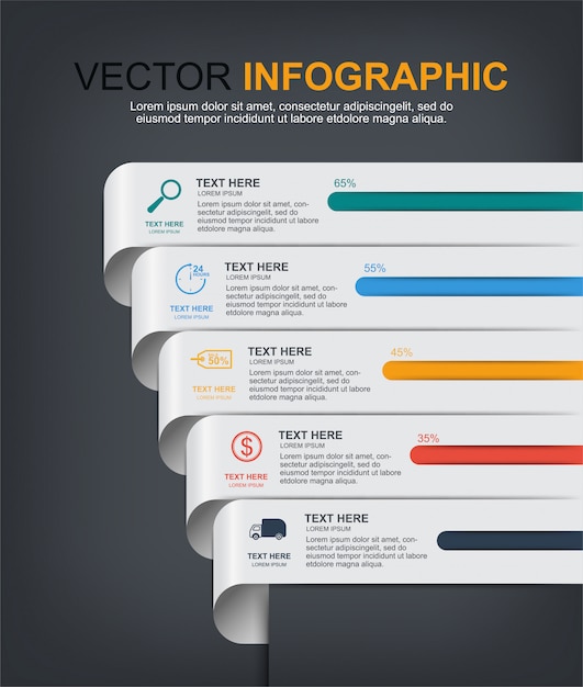 Vector diseño de elementos infográficos con 5 opciones.