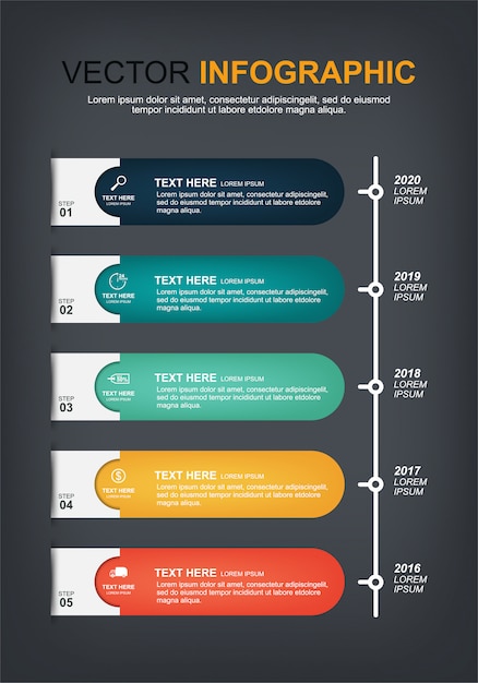 Vector diseño de elementos infográficos con 5 opciones.