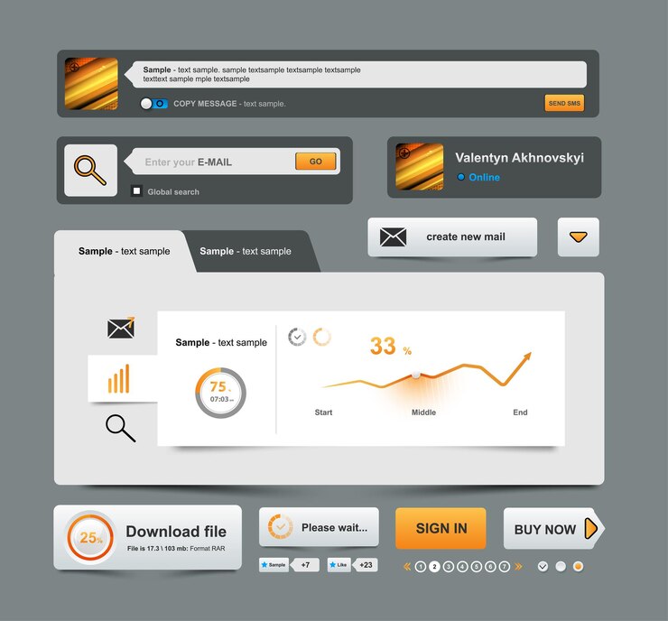 Vector diseño de elementos de interfaz de usuario para diseño de sitios web y negocios