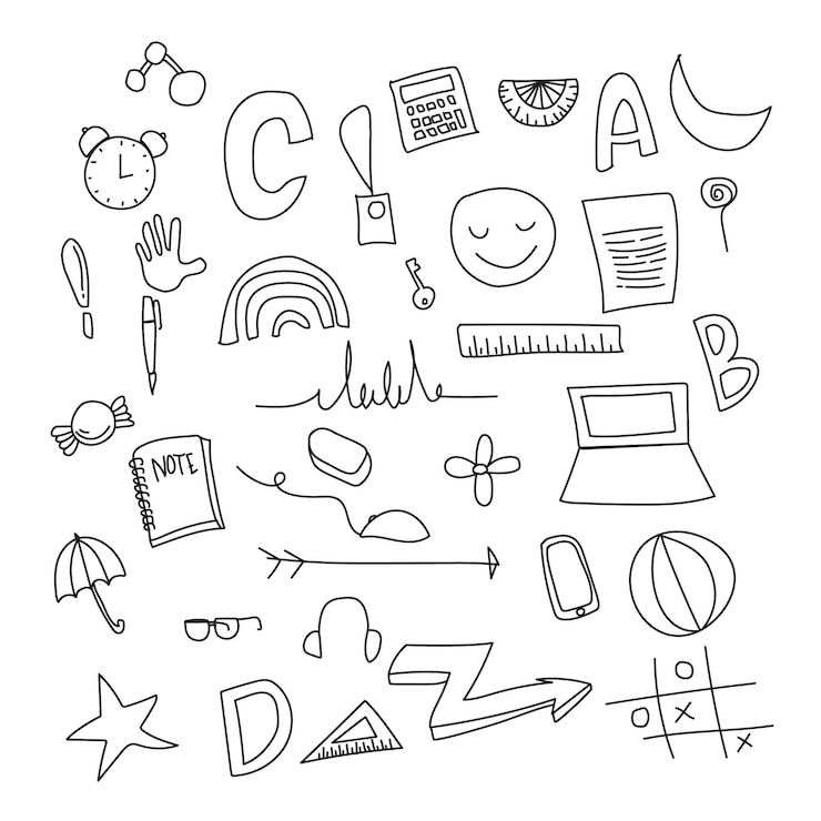 Diseño de elementos matemáticos de garabateo vectorial libre