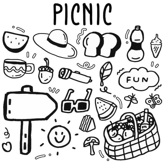 Diseño de elementos de picnic para plantillas