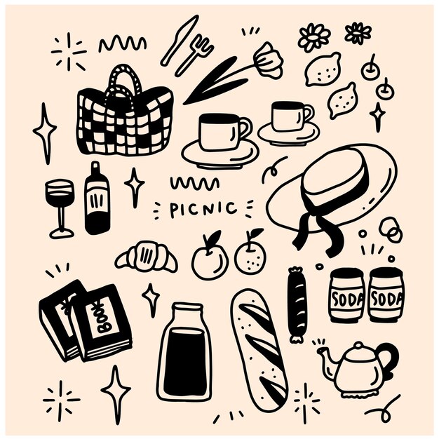 diseño de elementos de picnic para plantillas