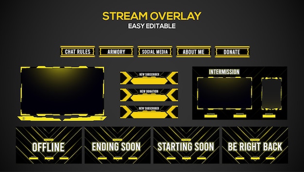 Vector diseño de elementos de transmisión en vivo cyberpunk yellow