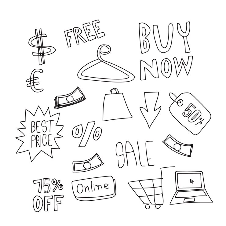 Diseño de elementos vectoriales de ventas dibujados a mano