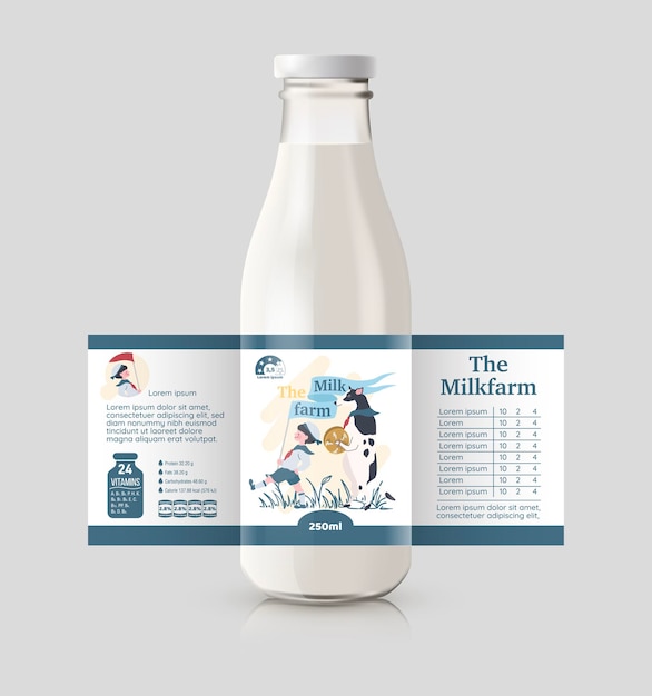 Diseño del embalaje de la botella de leche 2
