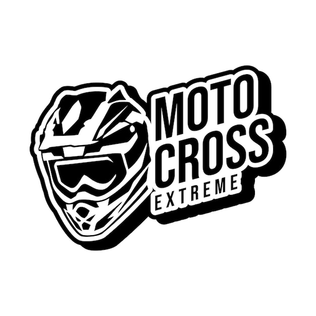 Diseño del emblema del campeonato de motocross extremo en blanco y negro