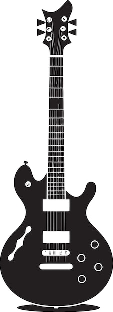 Diseño del emblema de la guitarra Fretboard Fusion Diseño del icono de la guitarra de la herencia armónica Vector