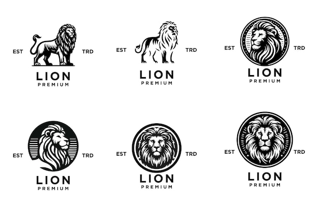 Diseño del emblema de la ilustración vectorial del icono del león