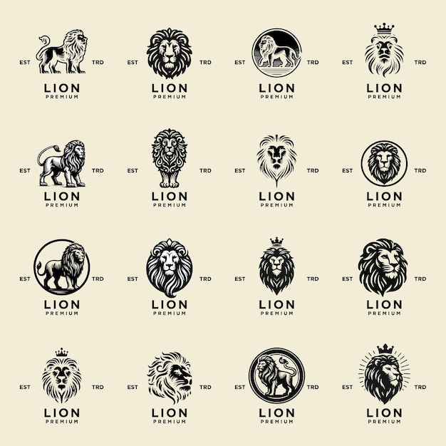 Diseño del emblema de la ilustración vectorial del icono del león