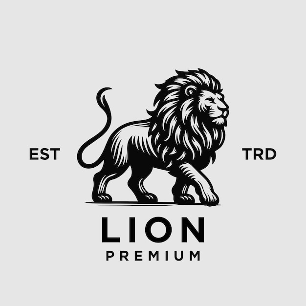 Diseño del emblema de la ilustración vectorial del icono del león