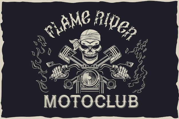 Diseño del emblema del motoclub Flame Rider