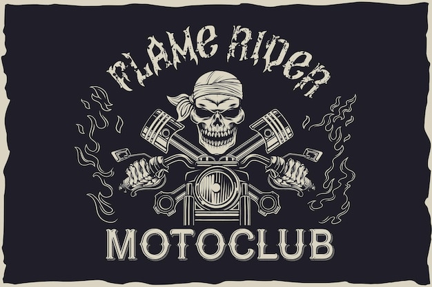 Diseño del emblema del motoclub Flame Rider