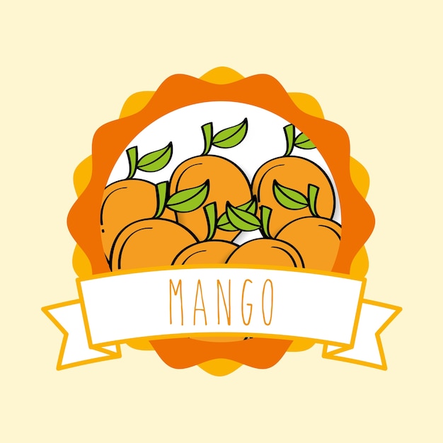 diseño de emblema orgánico de fruta natural de mango fresco
