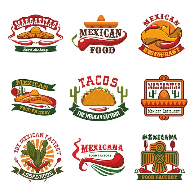 Diseño de emblema de restaurante de comida rápida de cocina mexicana