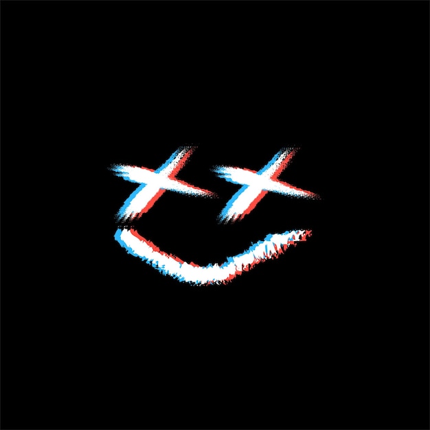 Diseño de emoticonos de sonrisa con efecto de falla.