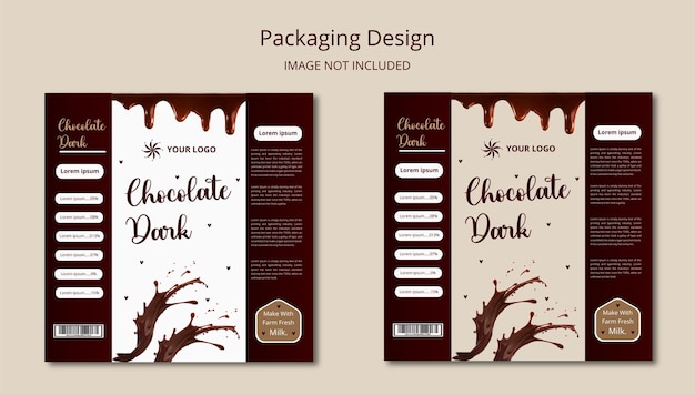 Vector diseño de empaque de chocolate empaque de diseño de empaque empaque de maqueta