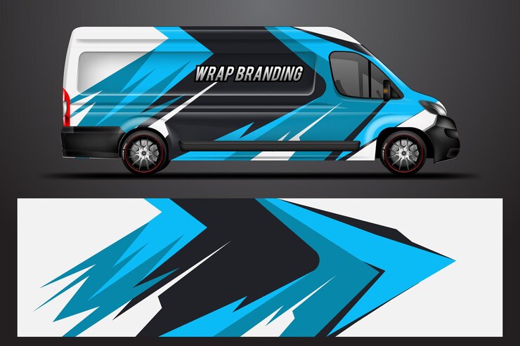 Diseño de la empresa de envoltura de automóviles diseños de fondo gráfico vectorial para la librea de la furgoneta del vehículo