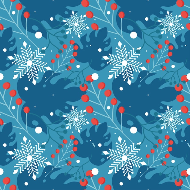 Diseño encantador de patrones sin costuras de invierno con ilustraciones de elementos decorativos