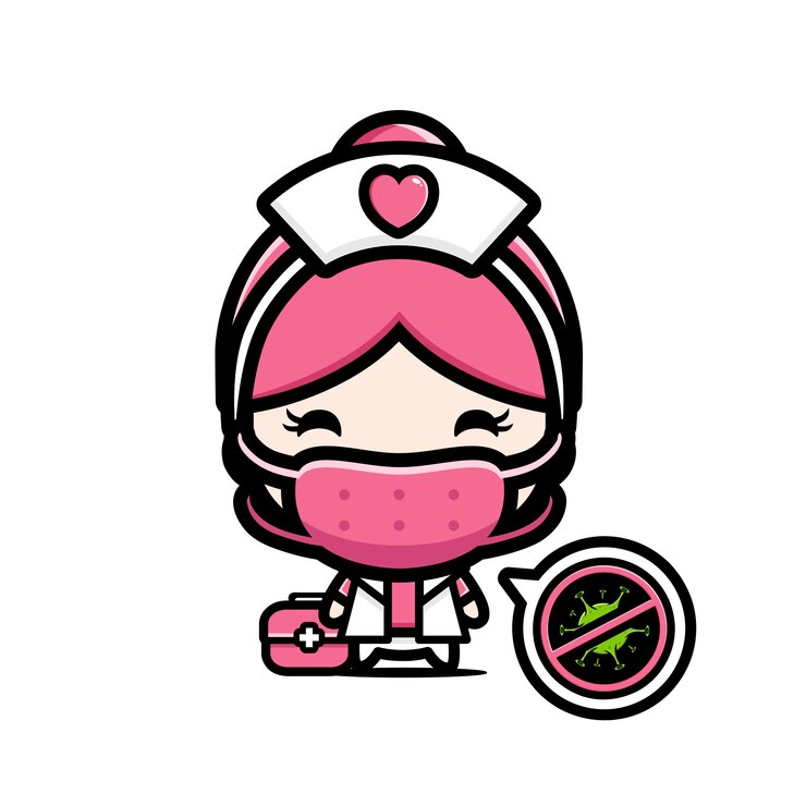 Vector diseño de una enfermera con una máscara