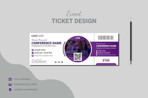 Diseño de entradas para el programa anual de eventos empresariales corporativos