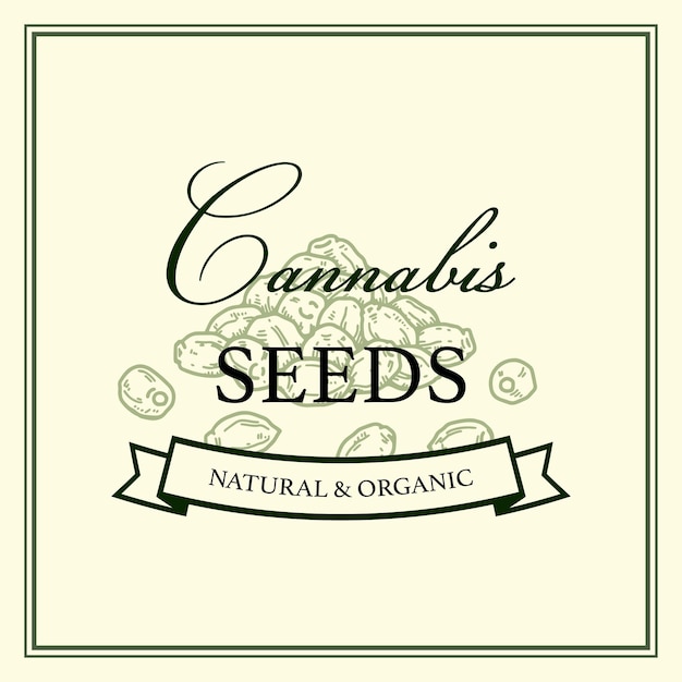 Diseño de envases de productos de cannabis plantilla del logotipo de la marihuana con elementos dibujados a mano