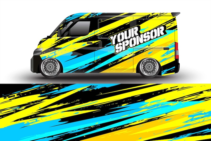 Vector diseño de envoltura de automóviles de carreras para pegatinas de vinilo de vehículos y librea de pegatina de compañías automotrices