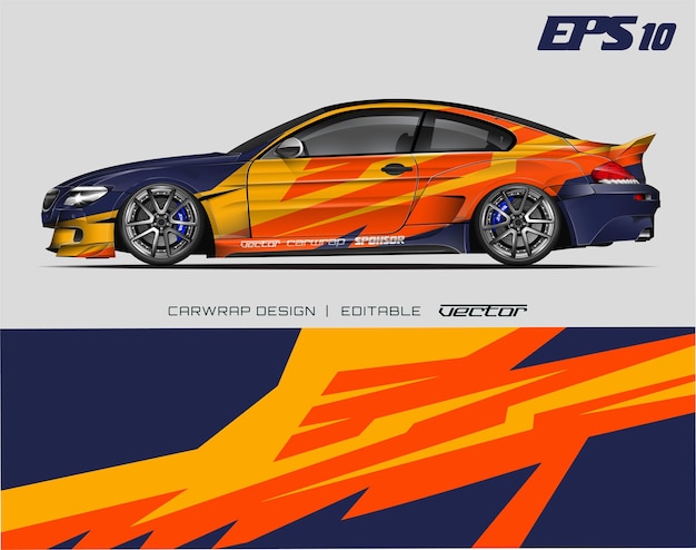 Diseño de envoltura de automóviles con diseño abstracto Diseño de fondo de carreras para vehículos de aventura de autos de carrera